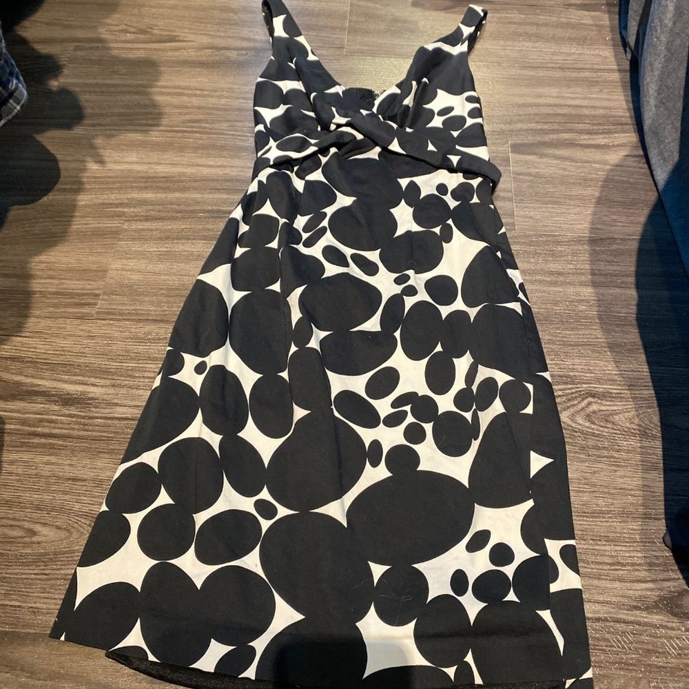White LE CHÂTEAU Dress With Black Polkadots, Size XX-Small